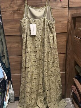 NWT Floral Crochet Maxi Skirt in Olive